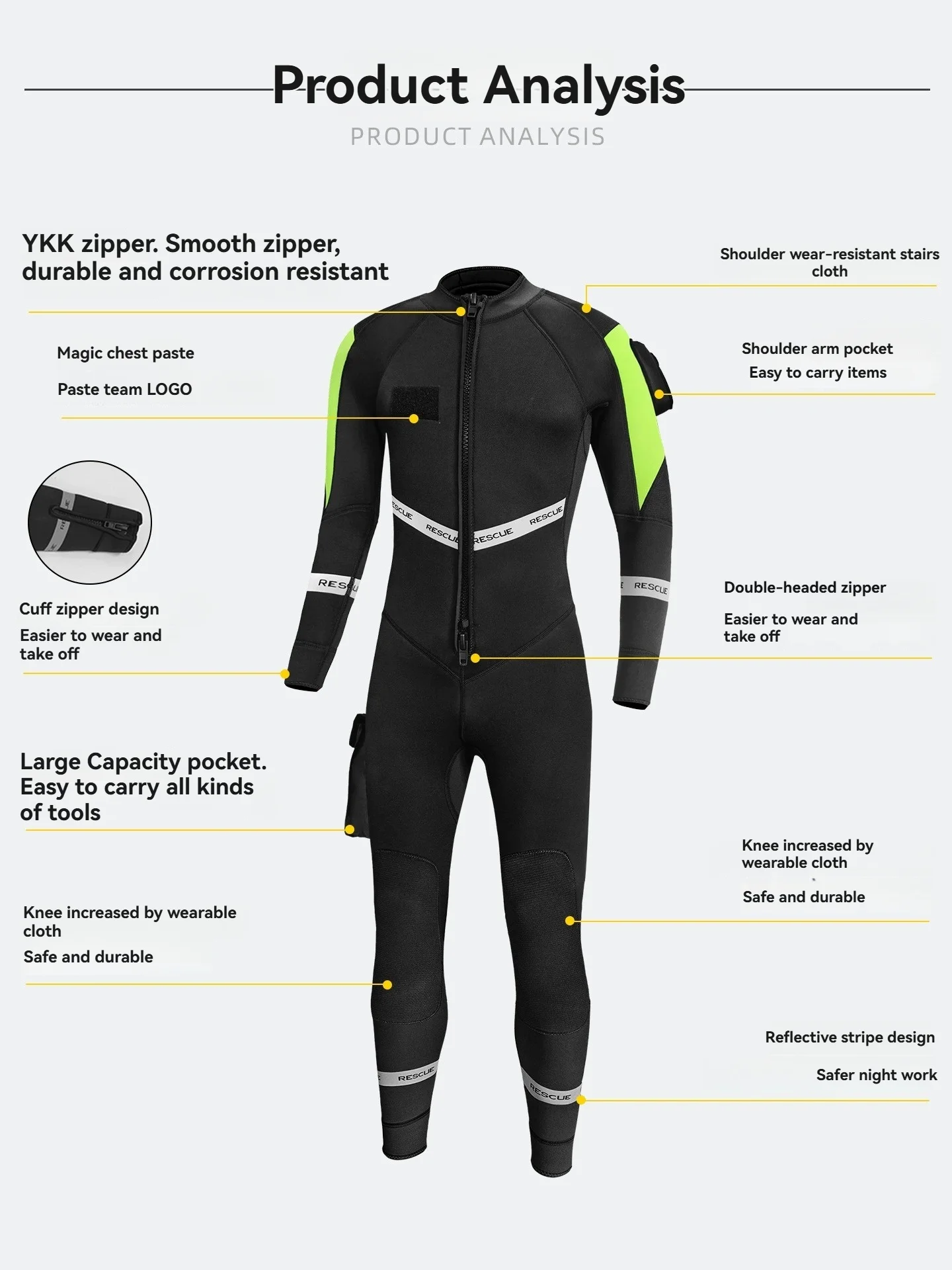 Professional Water Rescue WetSuit - 3mm Neoprene Full Body with Reflective Stripes | Coldproof Diving Gear for Safety & Warmth