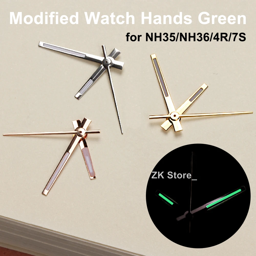 1pcs Modified Watch Hands Green Luminous Logbook Needle Silver Gold Rose Watch Accessories for NH35/NH36/4R/7S Movement Tools