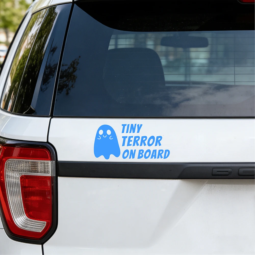 Tiny Terror on Board Car Stickers Halloween Vinyl Art Decals Funny Ghost Baby on Board Sticker for SUV, Van, Car Window Decor - view 5