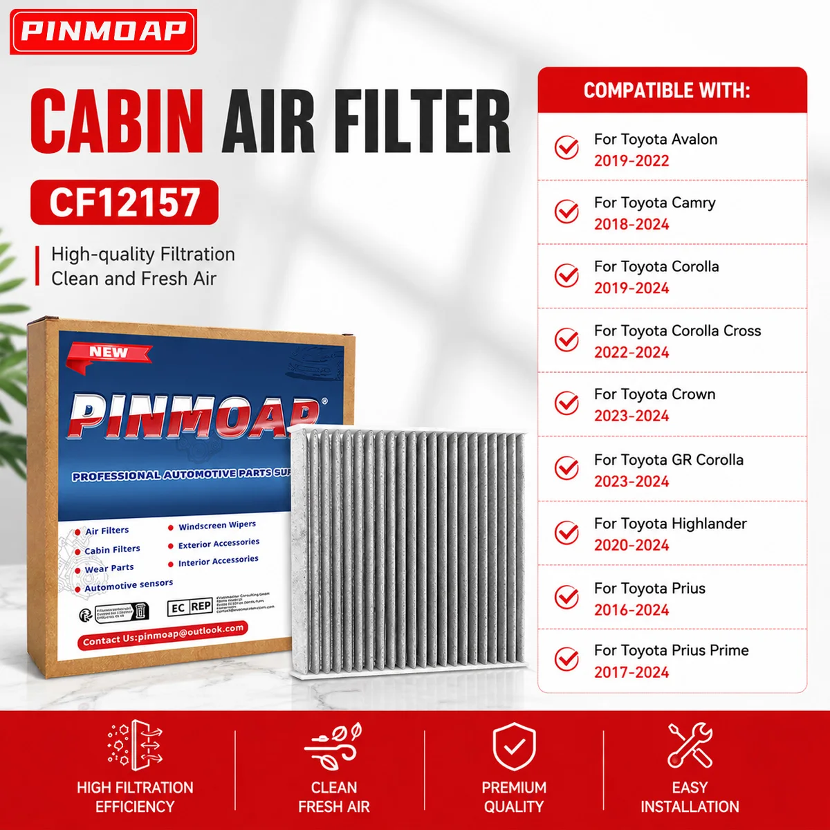 PINMOAP Auto-Klimaanlagenfilter ist geeignet für Toyota Camry Corolla Prius 87139-0E040 87139-26010 87139-YZZ37 97139-0E040 – Detail 1