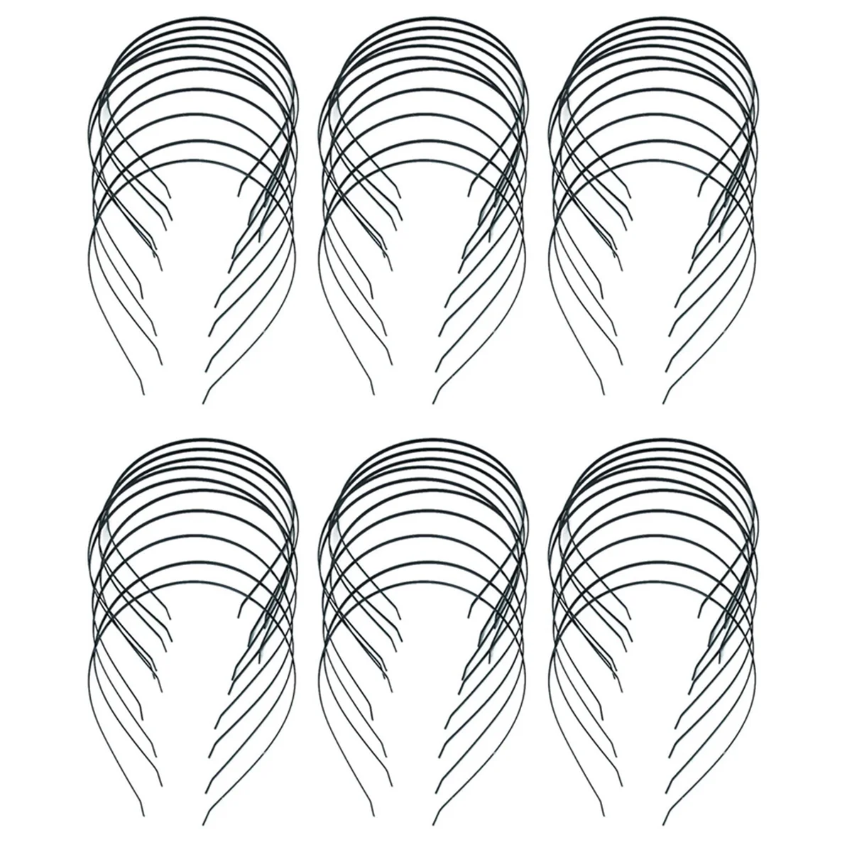 AT42 60Pcs 3mm Blank Headbands Metal Hair Band Lots DIY Accessories Black