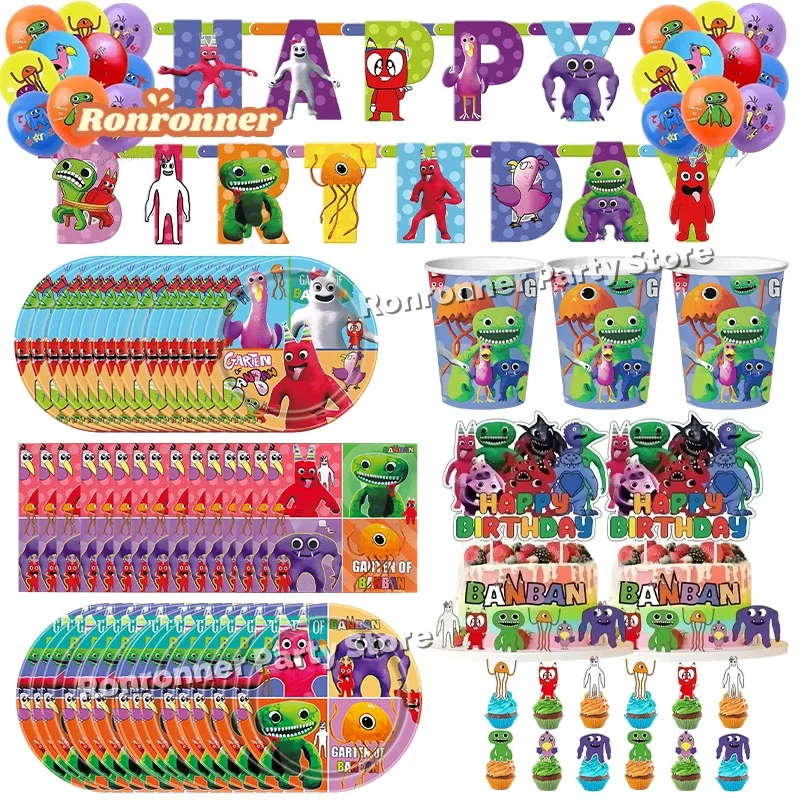 Garten of Banban Party Decoration Supplies Set with Plates Napkins Cups Banner Balloons for Birthday Baby Shower Holiday Theme