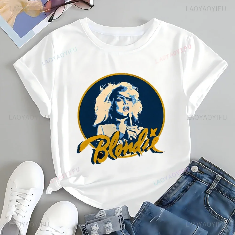 ملابس علوية كلاسيكية من Punk Rock Chica 70s من Banda Estampado Camisetas بلوندي Tendencia Camisas للجنسين Estampado Camisetas Grandes #2