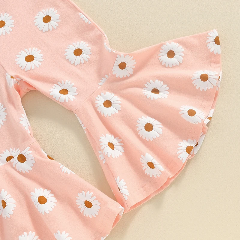 Toddler Girl Floral Print Romper Sleeveless Jumpsuit with Ruffle Straps and Wide Leg Pants Summer Overalls for Baby Girls