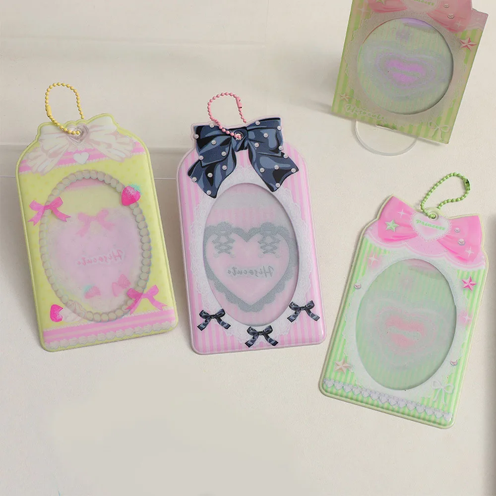 INS Bowknot Photocard Holder Cartoon 3 Inch Ins Idol Photo Sleeve Postcard Protector Card Sleeve Id Card Holder Stationery