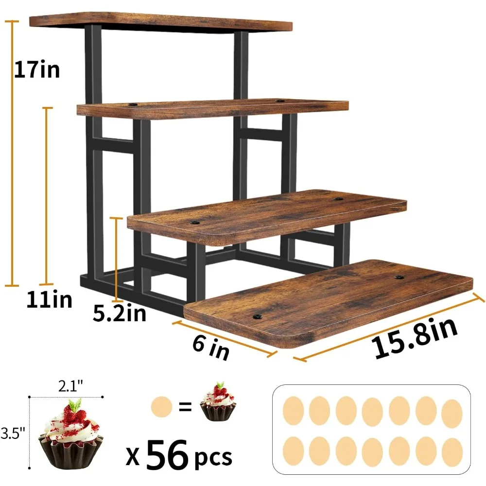 

Lily Cupcake Stand for 50 Cupcakes, 2 PACK Wooden Dessert Table Display Set for Wedding Cupcake Tower,