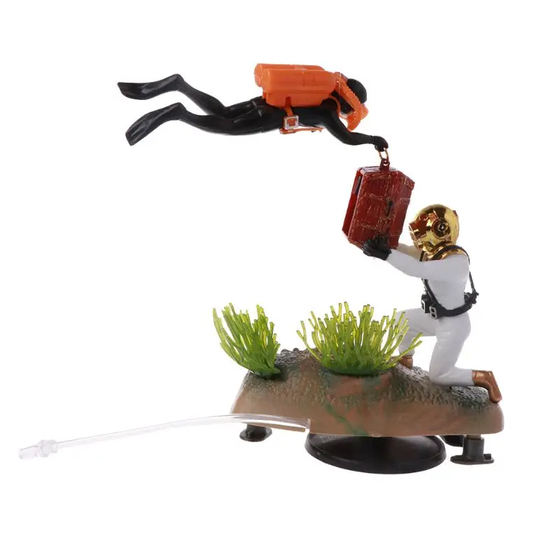 Aquarium Decoration Resin Figurine Treasure Hunter Diver with Air Hose Fish for Tank Ornament Landscaping Accessories Y5GB