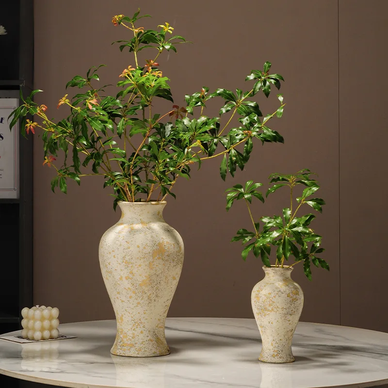 Vintage Coarse Clay Ceramic Vase Japanese Wabi-Sabi Style Hand-thrown Pot Jar Dual-use Dried Flower Hydroponic Vase Minimalist Z