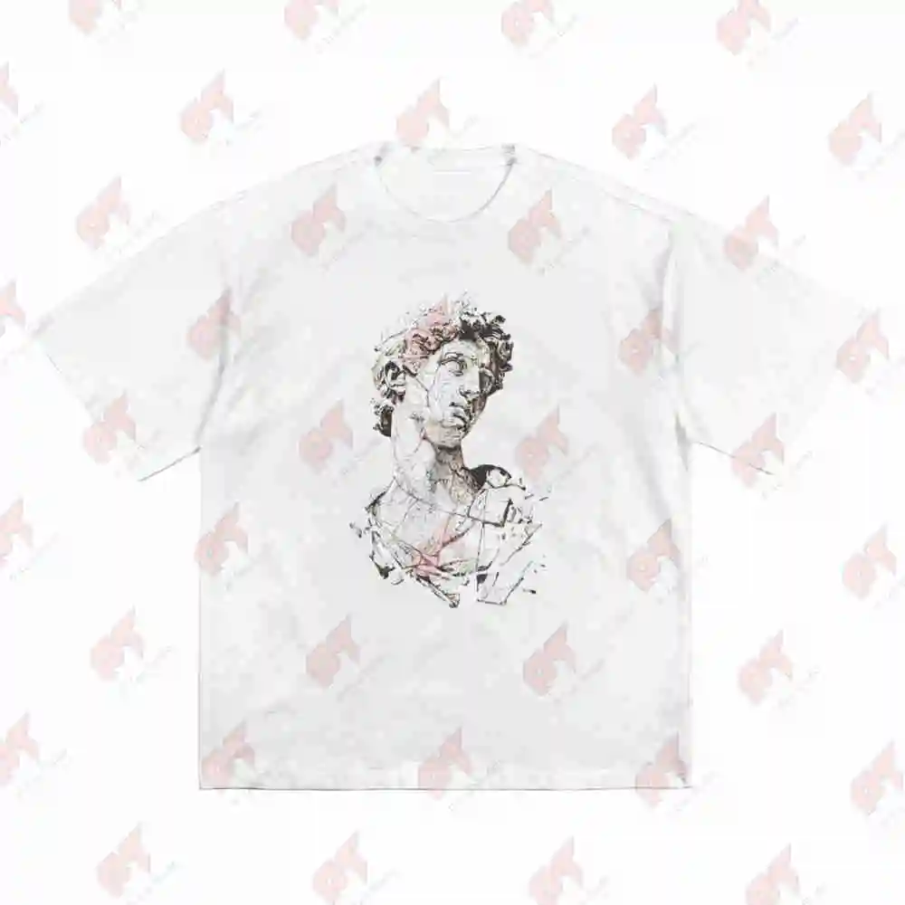Classical Bust Illustration Marble Statue Art Short Sleeve Tee 100% Cotton T-Shirt