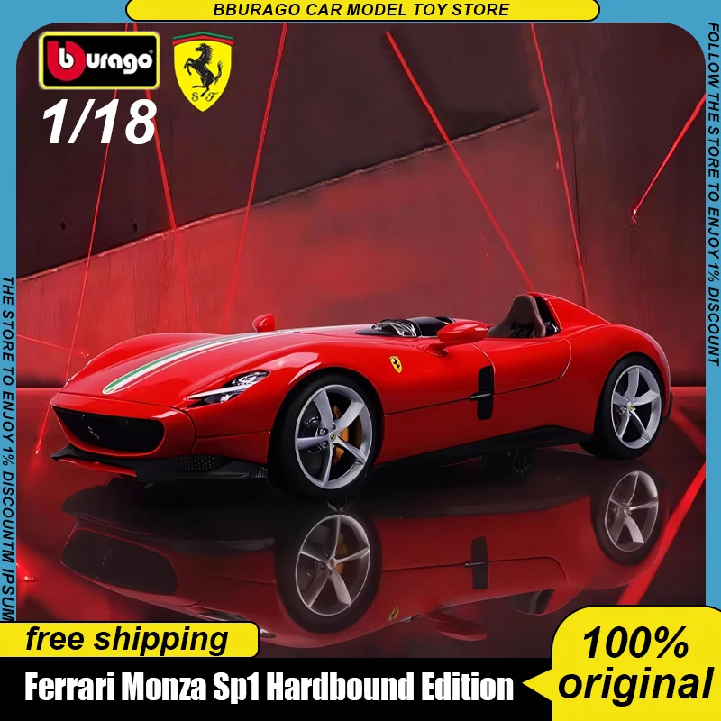 Bburago Hardbound Version 1:18 Ferrari Monza Sp1 Sportwagenmodell Diecast Model Edition Legierung Luxusfahrzeug Spielzeugauto Kinder Geschenk