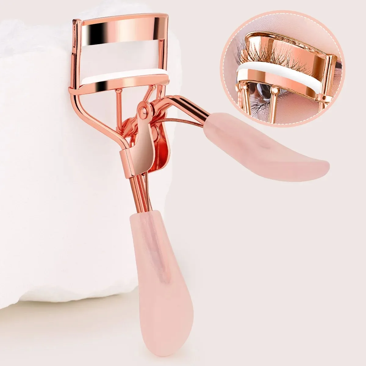 

An electrophoresis powder handle eyelash clip + 5 white rubber strips, long-lasting curly and convenient eyelash tool