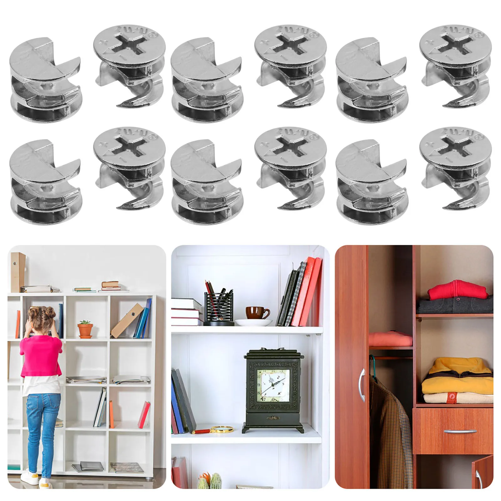 

50pcs Cam Lock Furniture Connecting Fastener Heavy Duty Iron Connector For Cabinet Drawer Panel Fixing Fittings Screw