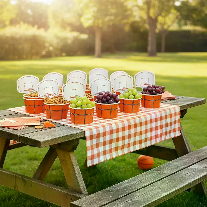 Basketball Snack Bowls Dessert Cups: 6 PCS Paper Cups Hoop Toppers Disposable Birthday Party Supplies