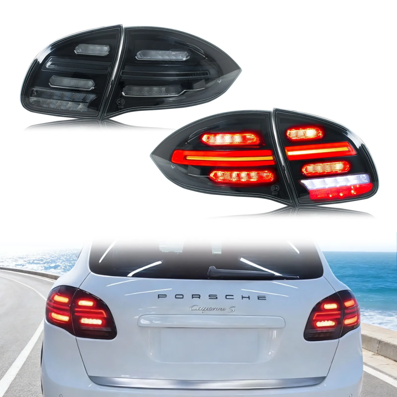 

Светодиодные задние фонари для Porsche Cayenne 958 92A 2011-2014 с последовательным сигналом поворота, комплект задних фар [Не подходит для моделей 2015+]