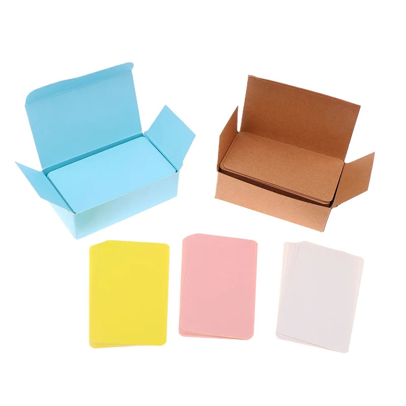 100Pcs Kraft Paper Card Double Sided Word Label Blank Business Cards Message Note Thank You Card Writing Learning Card