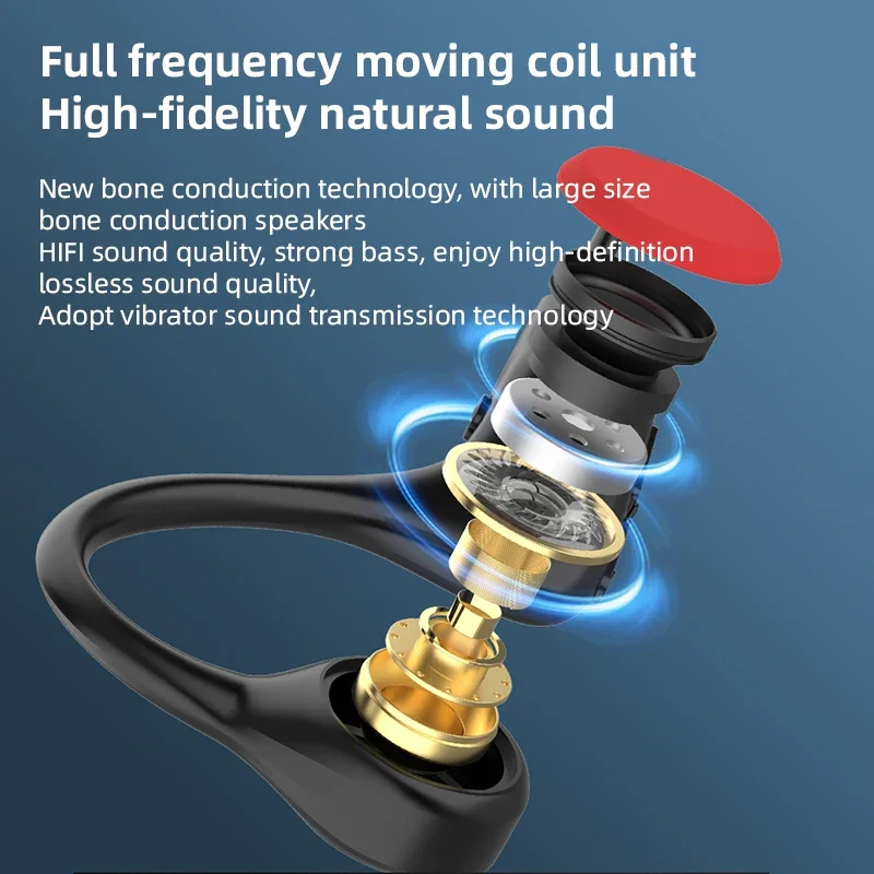 Conduzione dell'aria cuffie Wireless orecchio aperto auricolare Bluetooth cuffie sportive con microfono Card lettore MP3 10 ore IPX5