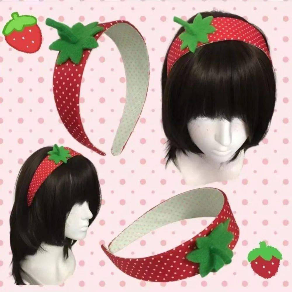 New Y2K 3D Fruit Headband Embroidery Detail Polka Dot Pattern Apple Headband Sweet Style Wide Fruit Hairbands Birthday Parties