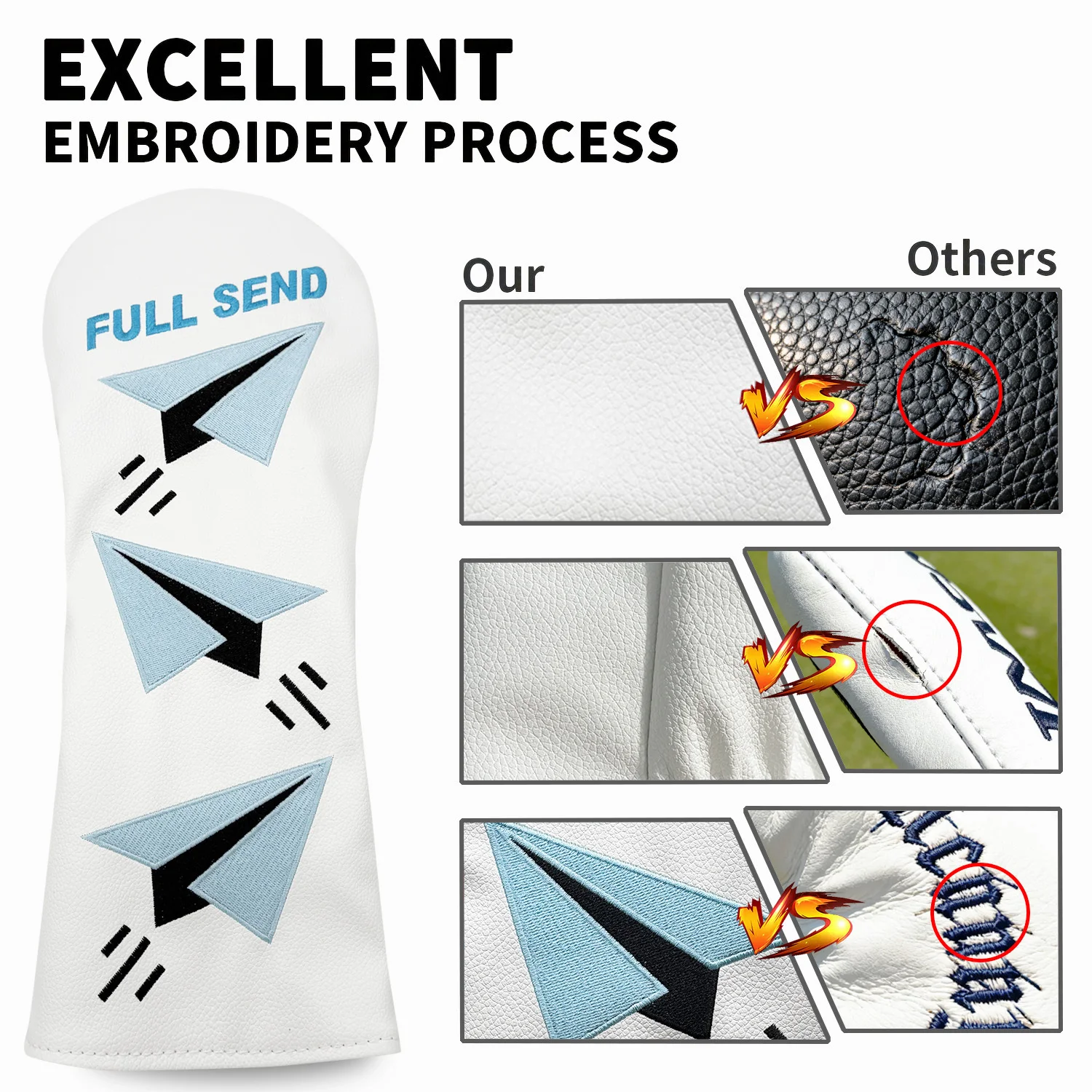 For Golf Clubs: Wear-Resistant Golf Club Covers with Paper Airplane Embroidery, Stylish Clubhead Suitable for Golf Equipment image 3