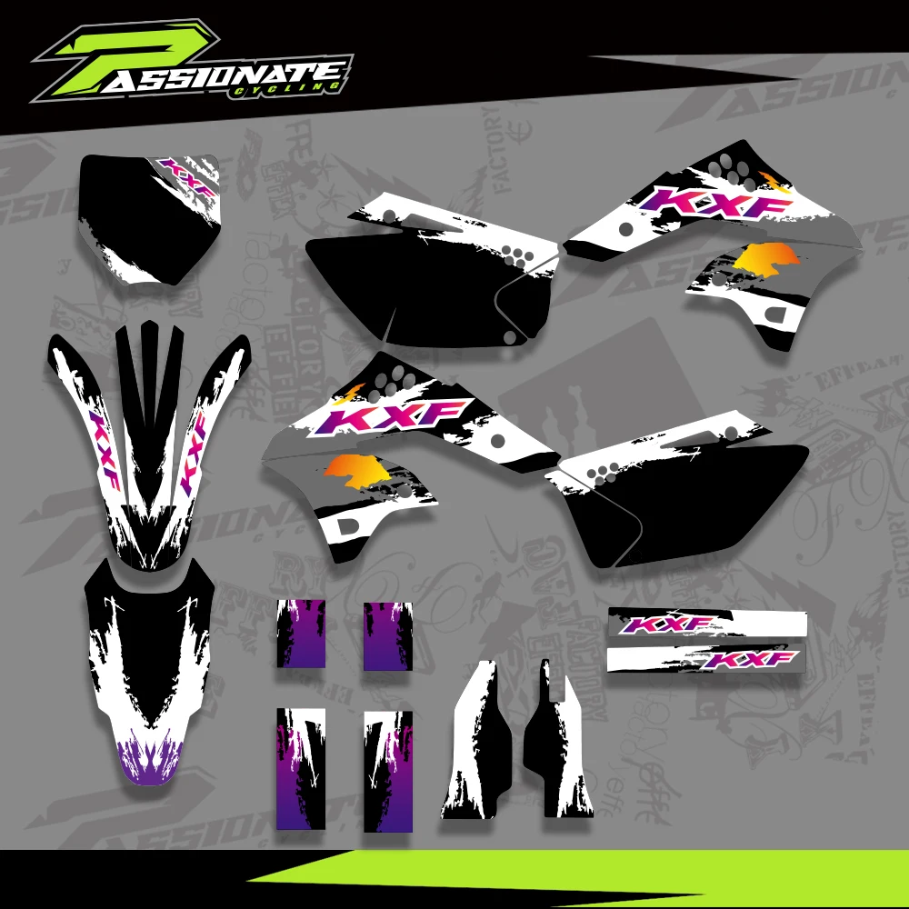 For Kawasaki KX250F KXF250 KX 250F KXF 250 2006 2007 2008 Full Graphics Decals Stickers Motorcycle Background Custom Number Name - view 4