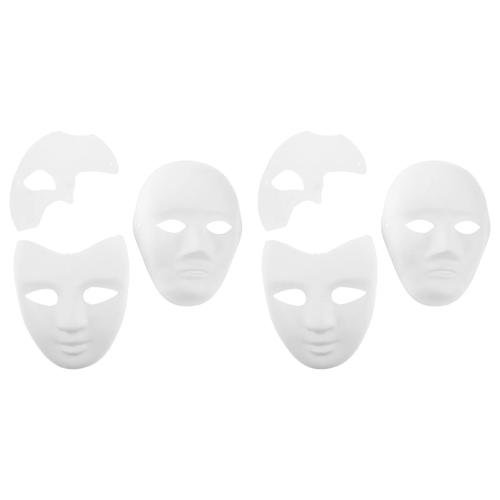 

6pcs Paintable Masks: Blank White Paper Craft Masks For Kids Diy Halloween Masquerade Carnival Party Decorations Classroom Art