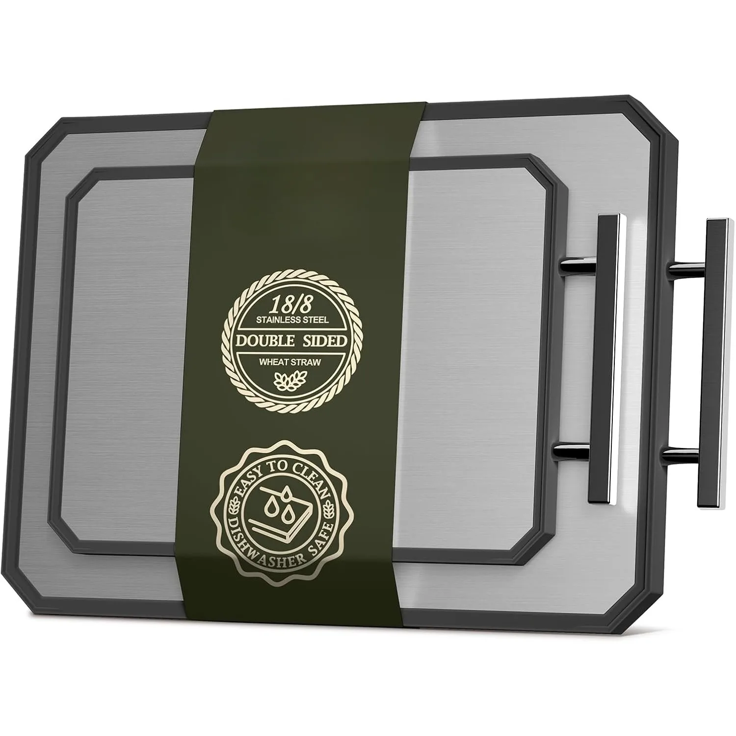 

Stainless steel double-sided cutting set, dishwasher safe [16 * 11+12 * 8.3 inches]