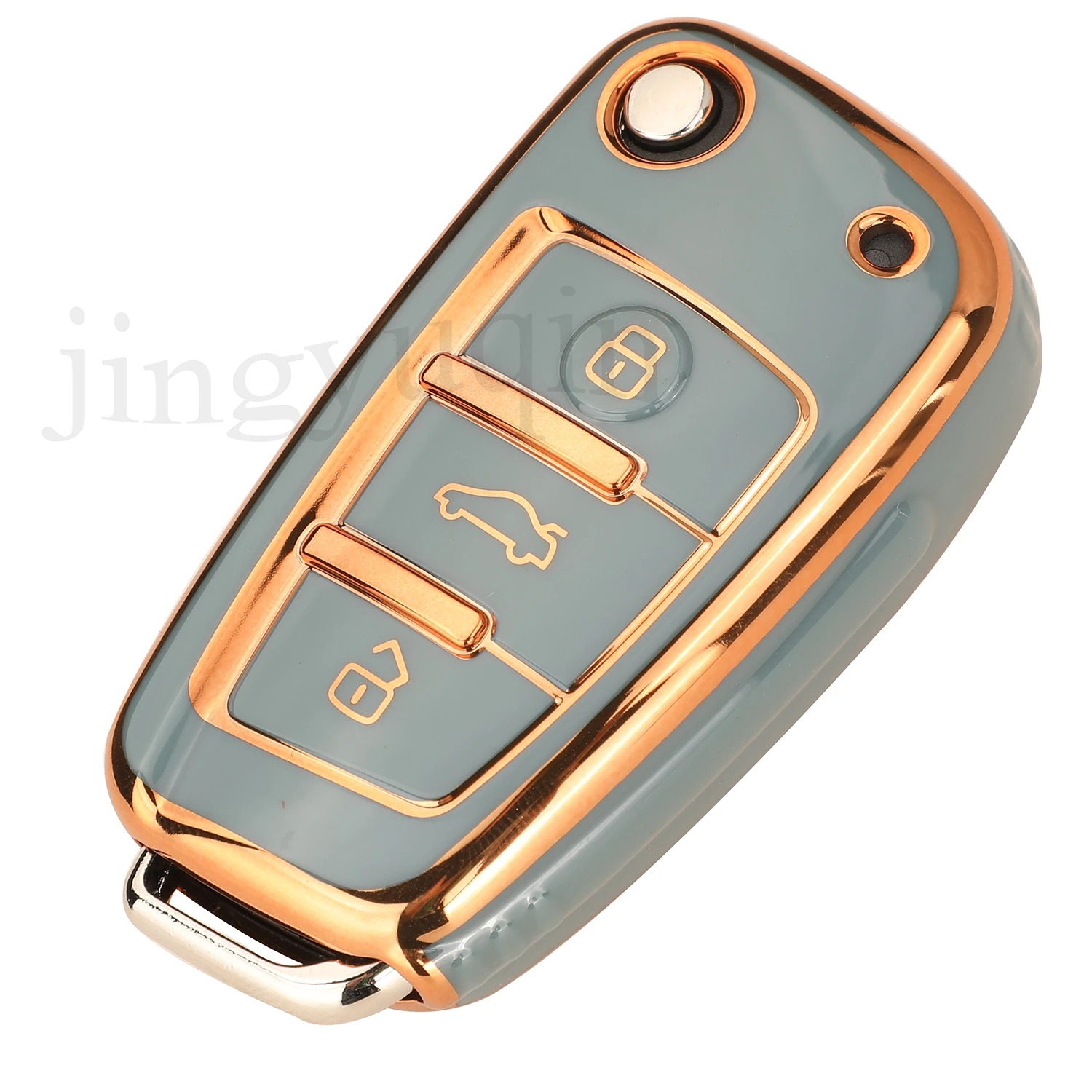 Jingyuqin 3btn นิ่มแฟชั่นเคสกุญแจรถยนต์ TPU FOB สำหรับ Audi A1 A3 8P 8L A4 A5 B6 B7 A6 A7 C5 C6 Q3 Q5 Q7 TT S3 S6 S4