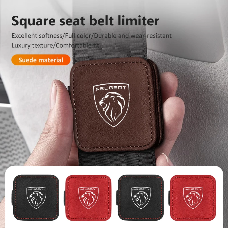 Car Seat Suede Magnetic Safety Belt Clip Square Fixed Limiter For Peugeot 2008 3008 307 308 206 207 208 407 508 5008 106 107