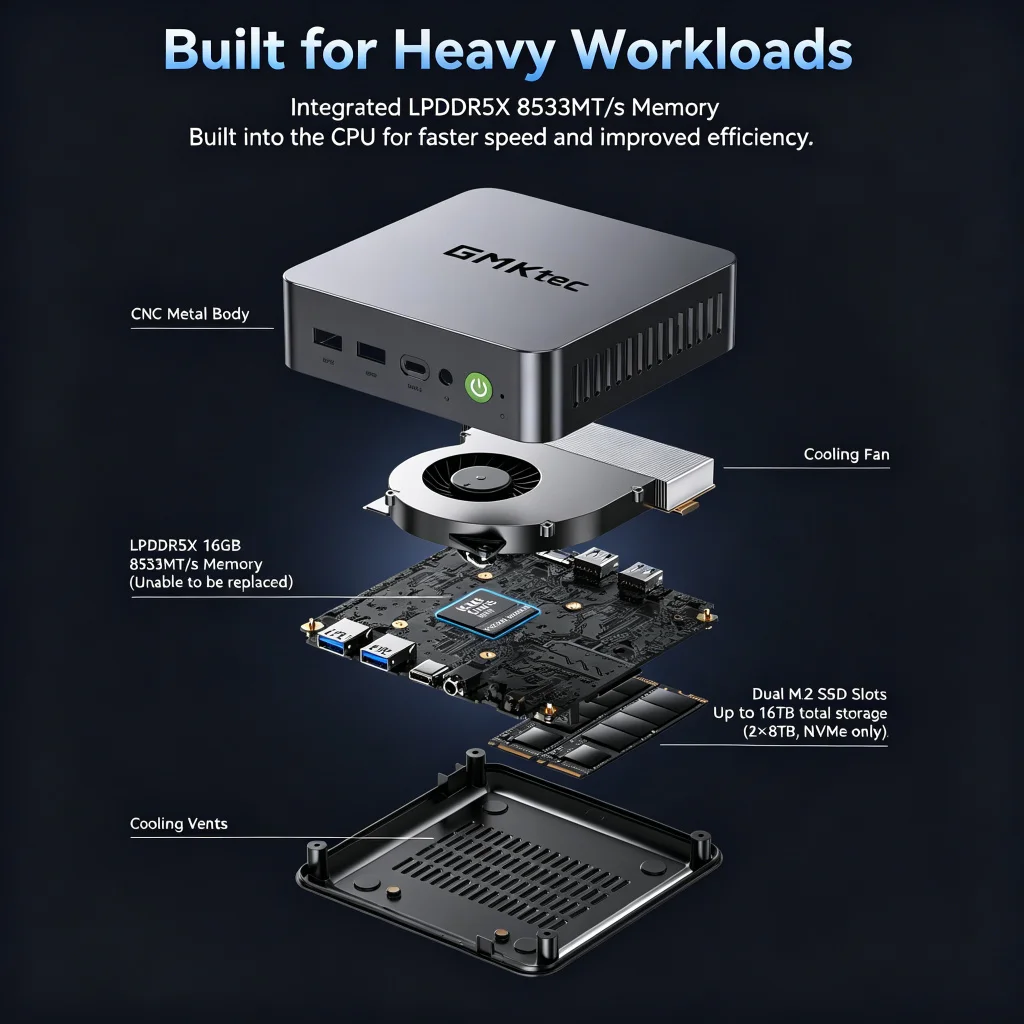 GMKtec Nucbox K17 Mini Pc Intel ®   Core ™   Ultra 5 226V Windows 11 Pro 2.5g Dual Lan Wifi 6E Bt5.2 Gaming Computer USB 4.0 Mini Pc