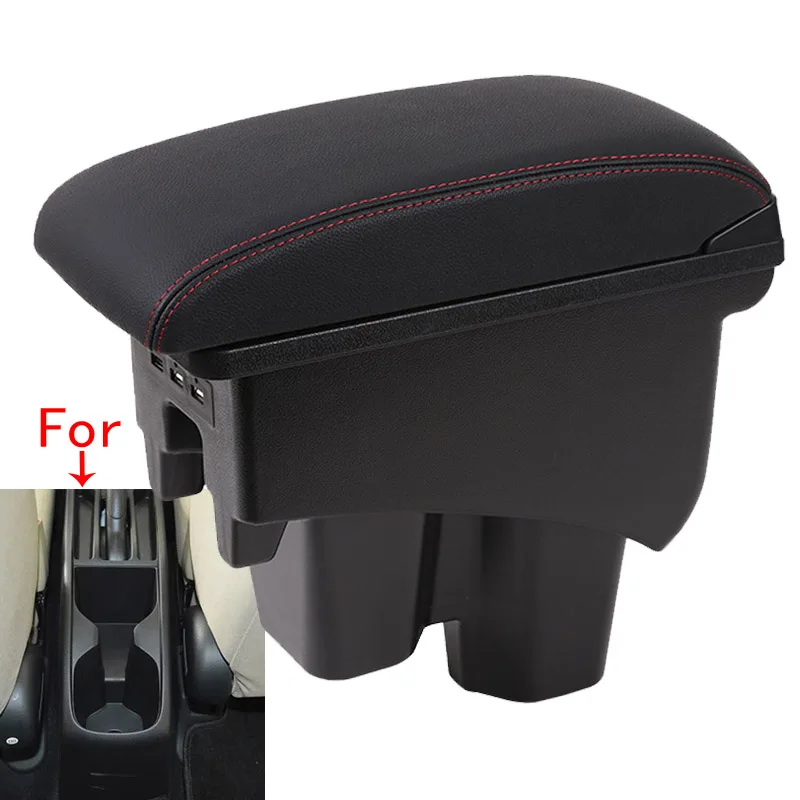 For Honda City Armrest Box For Honda New City Car Armrest Heighten Double layer Storage box Retrofit Car Accessories With USB