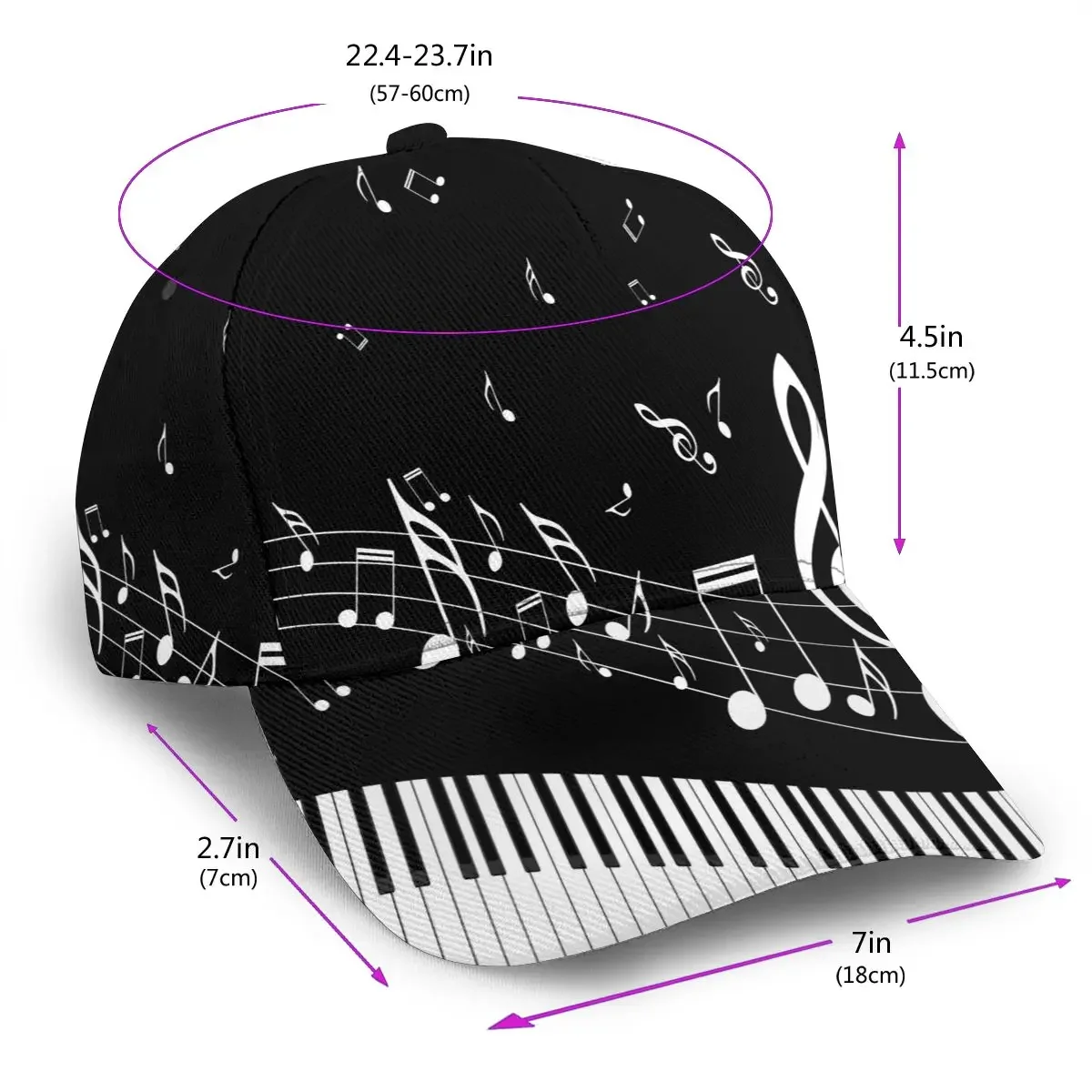 Abstract Piano Keys With Musical Notes Outdoor Sport Cap Baseball Hat Men Women Visor Street Hip Hop Caps