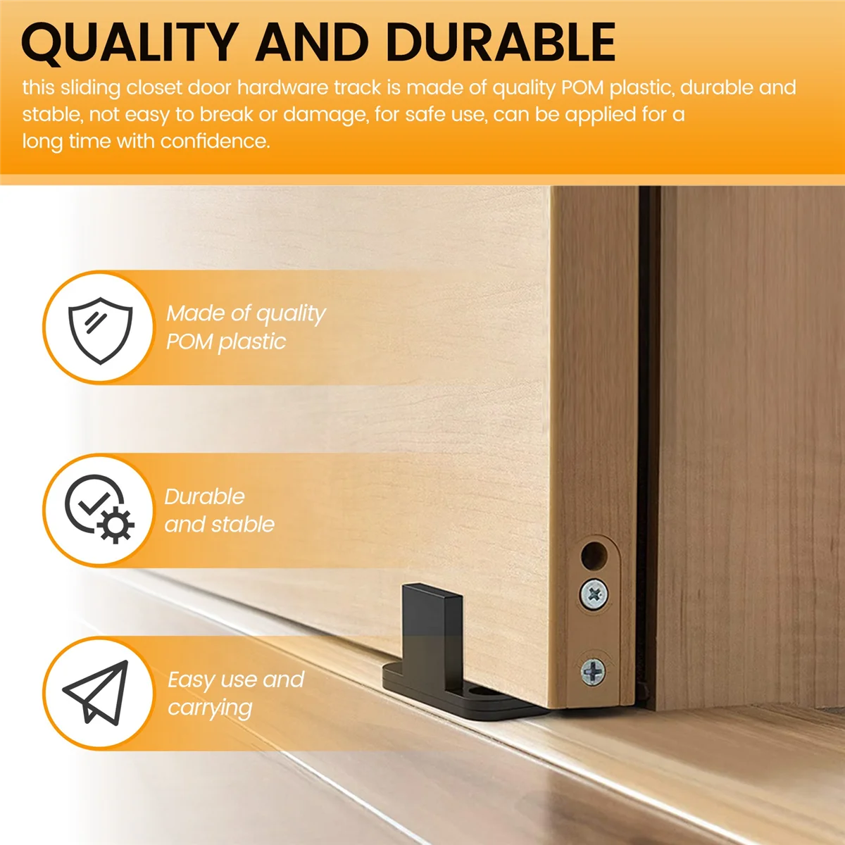 RIRI 8 Pieces Sliding Barn Door Floor Guides Closet Door Guides Hardware Plastic Simple Floor Wall Mounted Bottom Track Guide