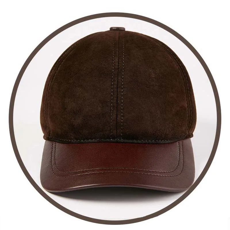 High Grade Sheepskin Sports Style Baseball Cap For Men Autumn Winter Warm Dad Cap For Middle-age Gifts Fashion Peaked Cap