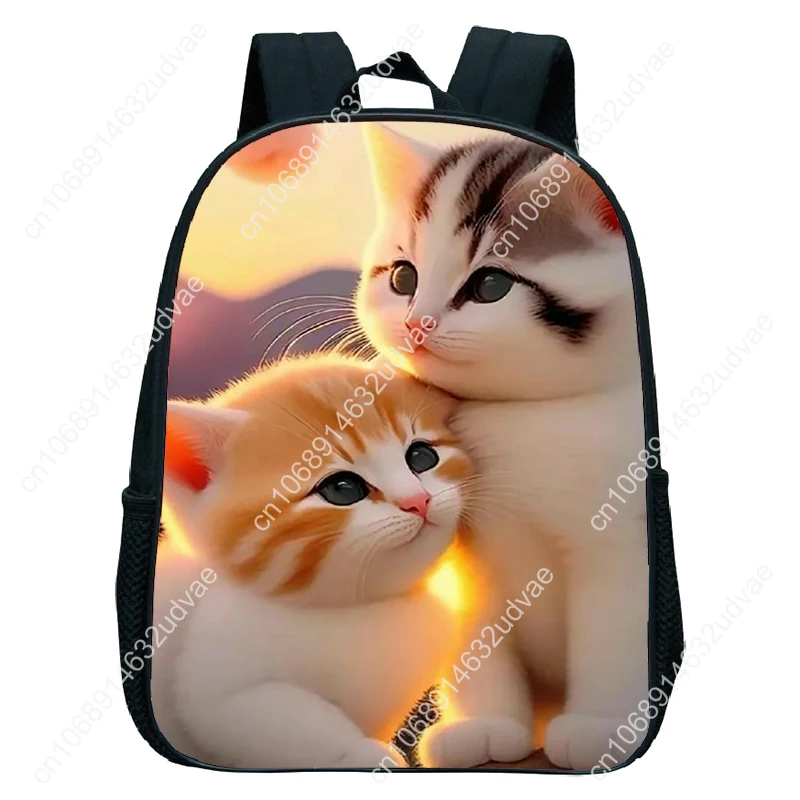 12 inch schattige kat print rugzak waterdichte kleuterschool tas kinderen schooltassen jongens meisjes cartoon kat boekentassen terug naar school cadeau