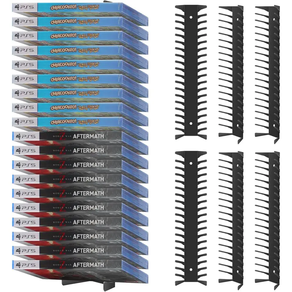 

Настенный держатель для игровых приставок - 6 шт. прочных металлических кейсов для хранения игр, полки для хранения медиа, органайзер для игр PS, DVD, Switch