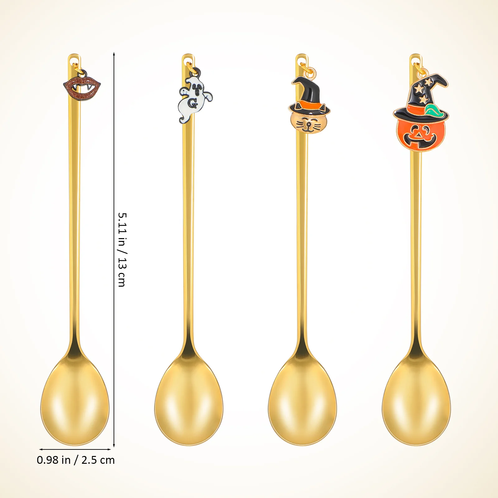 4 قطعة ملاعق قلادة الهالوين الفولاذ المقاوم للصدأ القهوة الحلوى اثارة ملعقة الشاي حفلة المطبخ برواري أواني #3