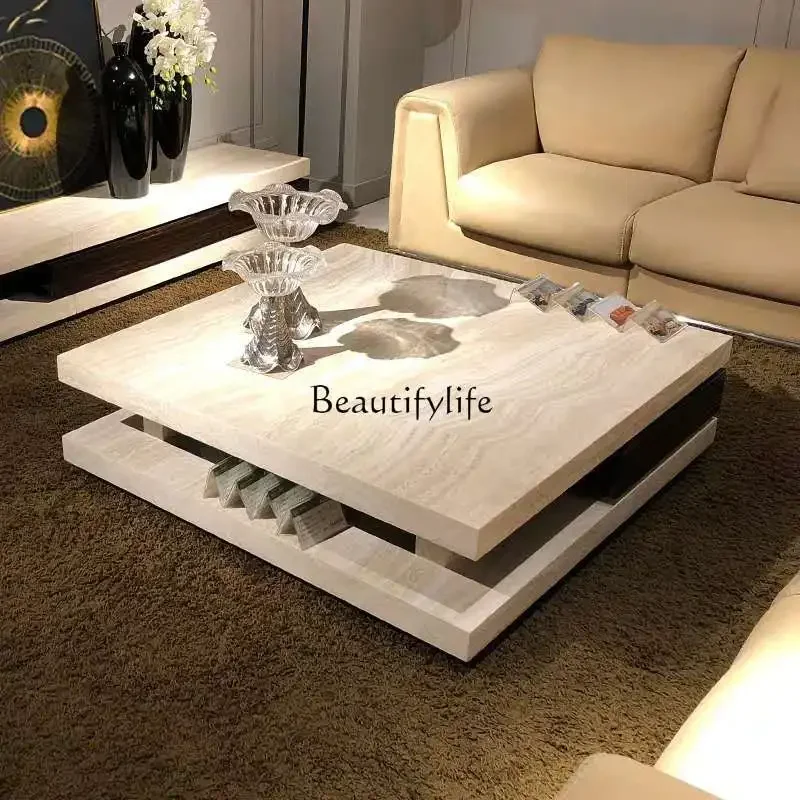 yj5 Furniture Marble Coffee Table TV Cabinet Natural Stone Tea Table Floor Cabinet