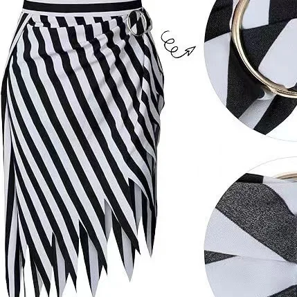 Pirate Costume Accessories Headscarf Burned Flower Striped Pointed Hem Bandage Skirt
