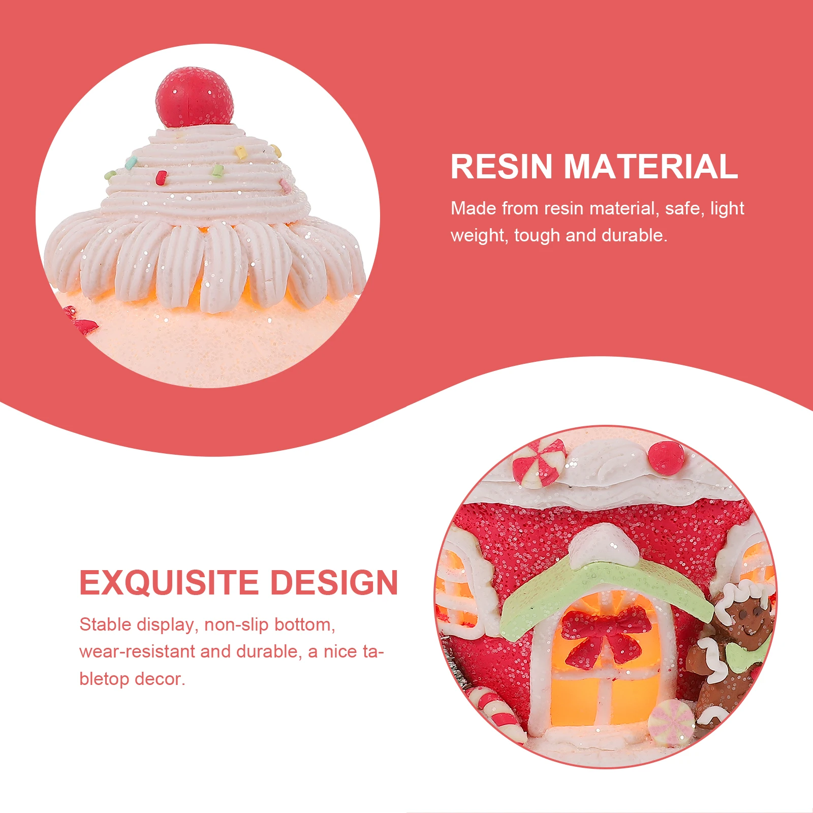 

Glowing Castle Table Decor Lovely Resin Xmas nament Soft Clay Statue Desktop Adornment Office Creative Mini Model Christmas