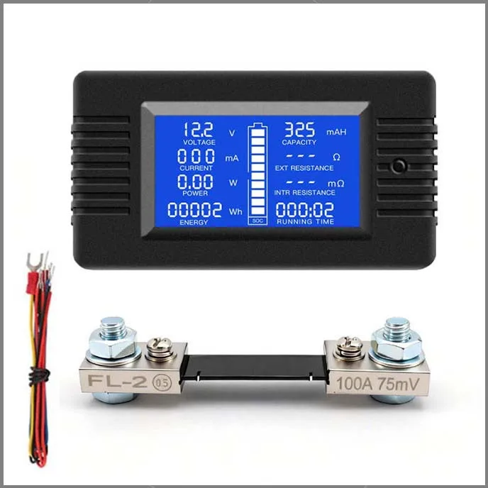 DC Battery Performance Tester with Voltage Current Power Energy and State of Charge Display for 0-200V Systems
