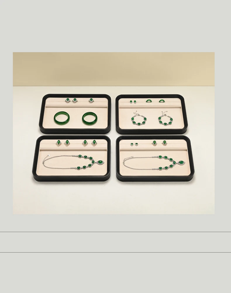 Oirlv PU-Leder Schmuck-Organizer-Tablett Schmuck-Präsentationsständer für Ringe, Halsketten, Anhänger Samt-Aufbewahrungs- und Präsentationstablett für Juweliergeschäfte – Detail 9