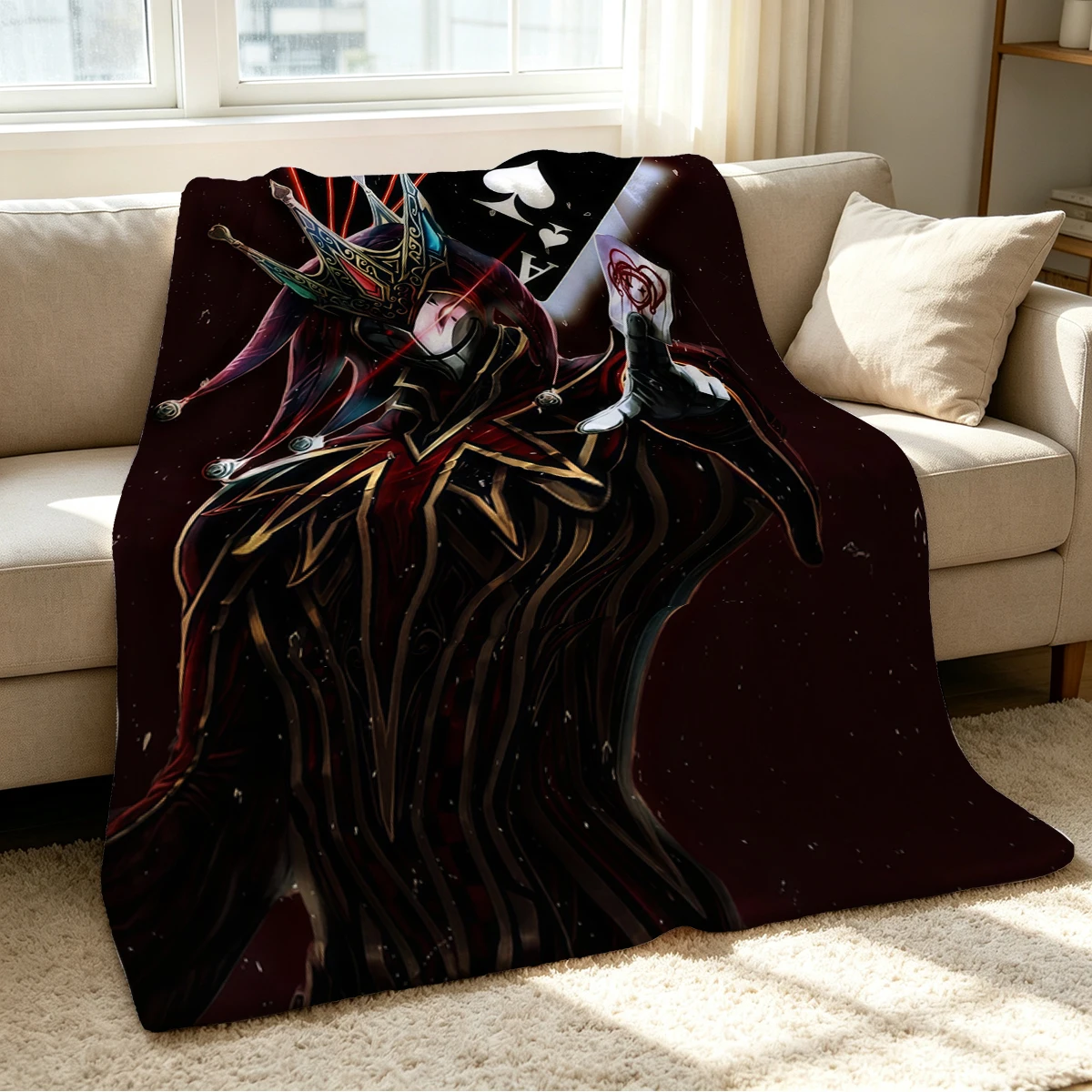 Poker Joker Blanket Soft Cozy Throw for Sofa Bed Festive Holiday Decor Gift for Kids and Adults,Lightweight and Warm