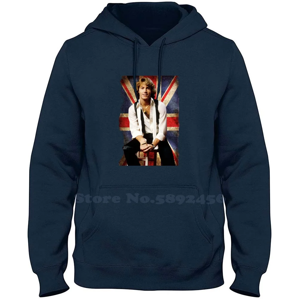 Andy Gibb England Flag 100% Pure Cotton Hoodie Andy Gibb Song Adniy Gibb Album Andy Gibb Musician Singer Andy Gibb Best Hits