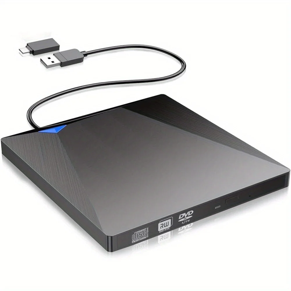 Lecteur CD et DVD externe USB 3.0 Type-C, portable, smile drive, graveur, compatible avec Windows XP, Vista, Mac OS, Linux, Mac
