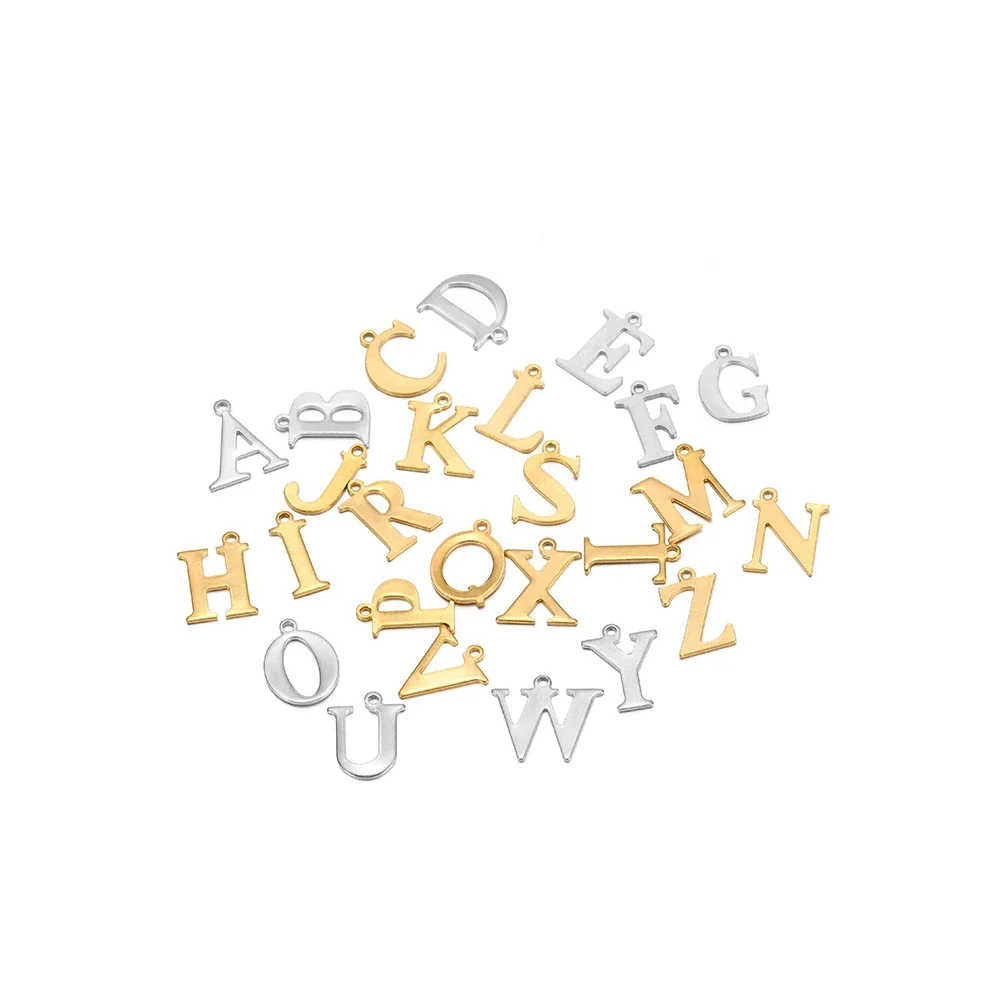 100Pcs/lot Stainless Steel Random A-Z 26 Alphabet Letter Charms Pendants Bulk for DIY Bracelets Necklace Jewelry Making Supplies