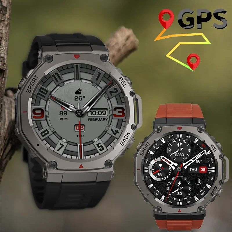 

2025 NEW For HUIAWE GPS Smart Watch Men 10ATM IP69K Waterproof Smart Watches Compass Altimeter Barometric 1.43'' AMOLED Bracelet