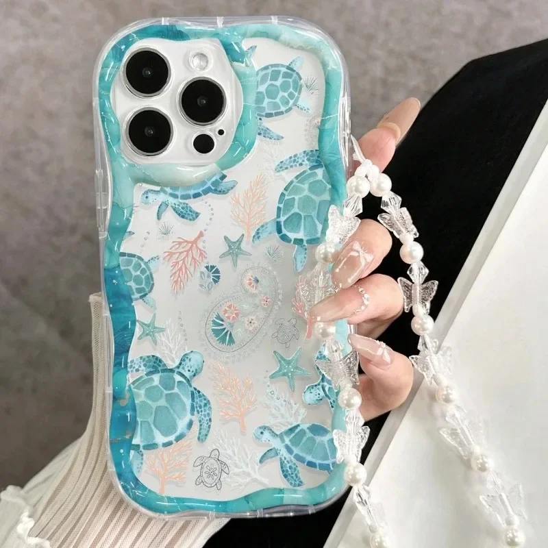 Küstenschildkröten-Handyhülle für iPhone 17 15 13 11 12 14 16 17 Pro Max Plus 17 Hüllen mit Lanyard, stoßfeste Silikonhülle – Detail 5
