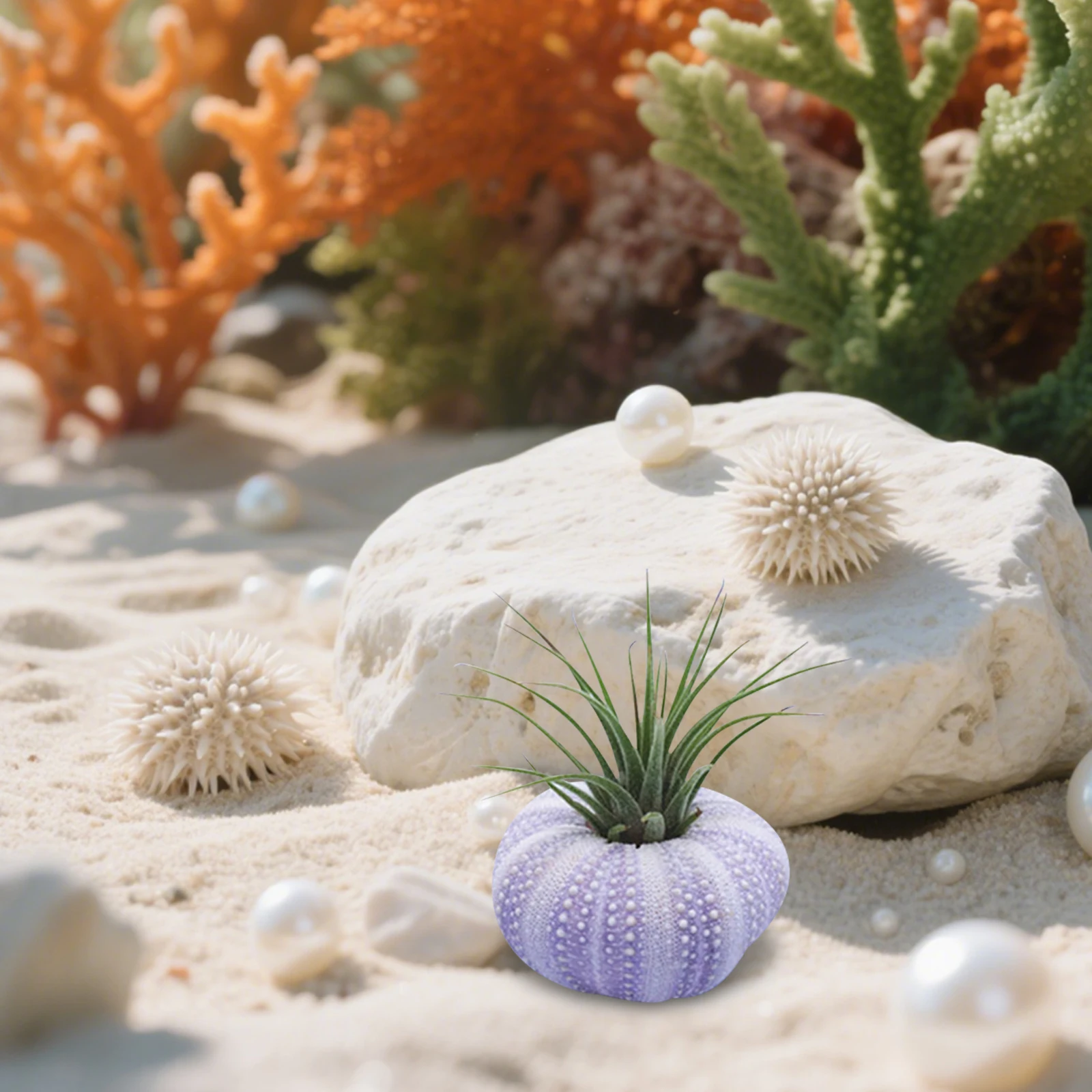 

6Pcs Sea Urchin Shell Decoration Natural Texture Fish Tank Ornament Aquarium Landscape DIY Handmade Succulent Pot Desktop Decor