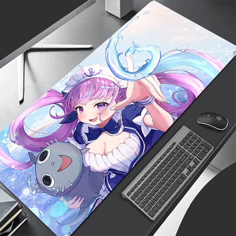Mousepad Computer Gaming Accessories Keyboard Pad Office PC Rubber HD Mouse Pad Decoracion H-hololive Minato Aqua Desk Mouse Mat