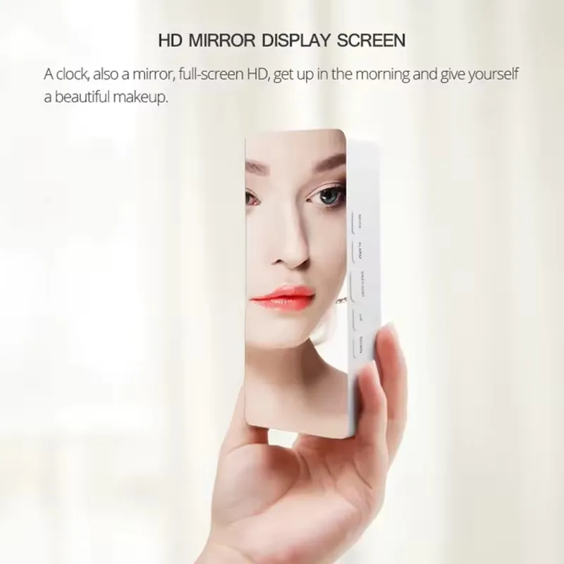 ساعة منبه رقمية LED مرآة ساعة شاشة LCD كبيرة ساعات إلكترونية بلا ضوضاء ساعات طاولة مع ساعة تقويم درجة الحرارة