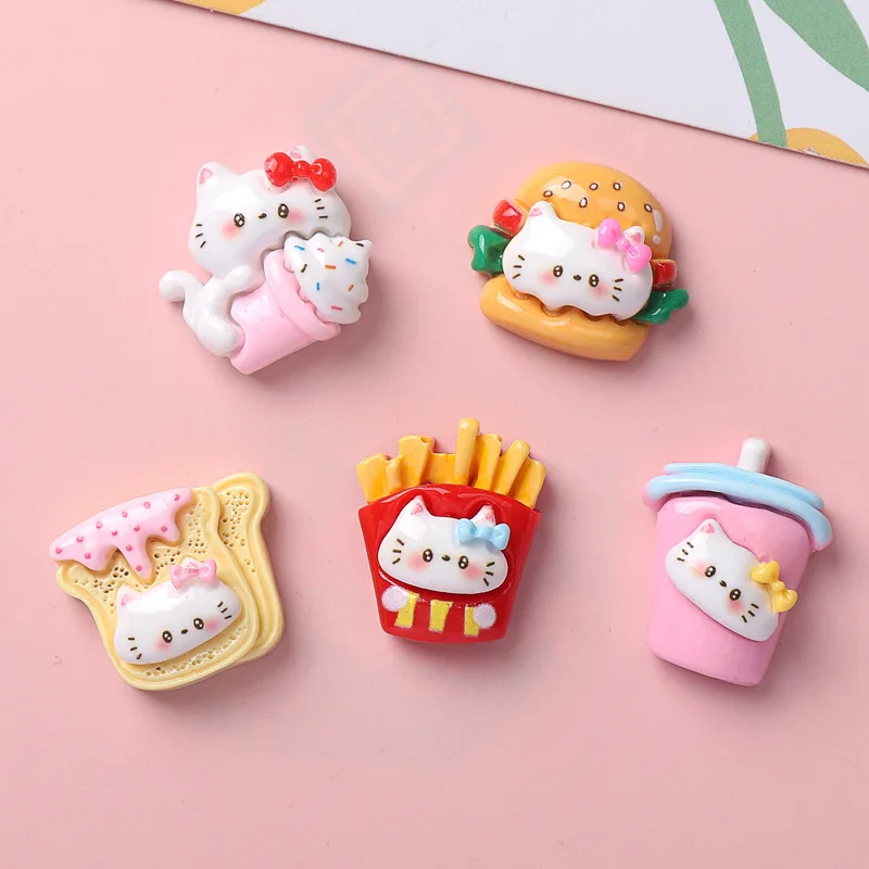 10/100 piezas de accesorios de resina DIY con diseño de comida brillante de dibujos animados, accesorios para el cabello hechos a mano, fundas para teléfonos, botellas de agua, accesorios para el cabello